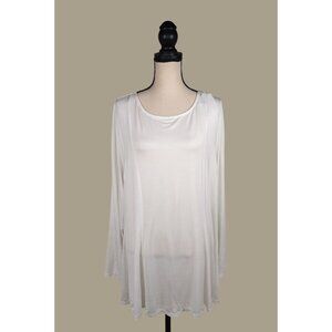 Lane Bryant Women's White Long Sleeve Swing Top Back Tie Detail Size 22/24 NWT